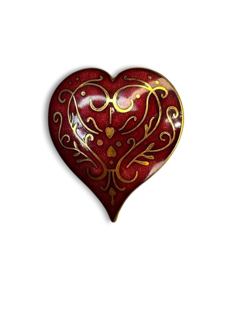 MMA Metropolitan Museum of Art 1985 Red Enamel Heart Brooch Pendant Vintage